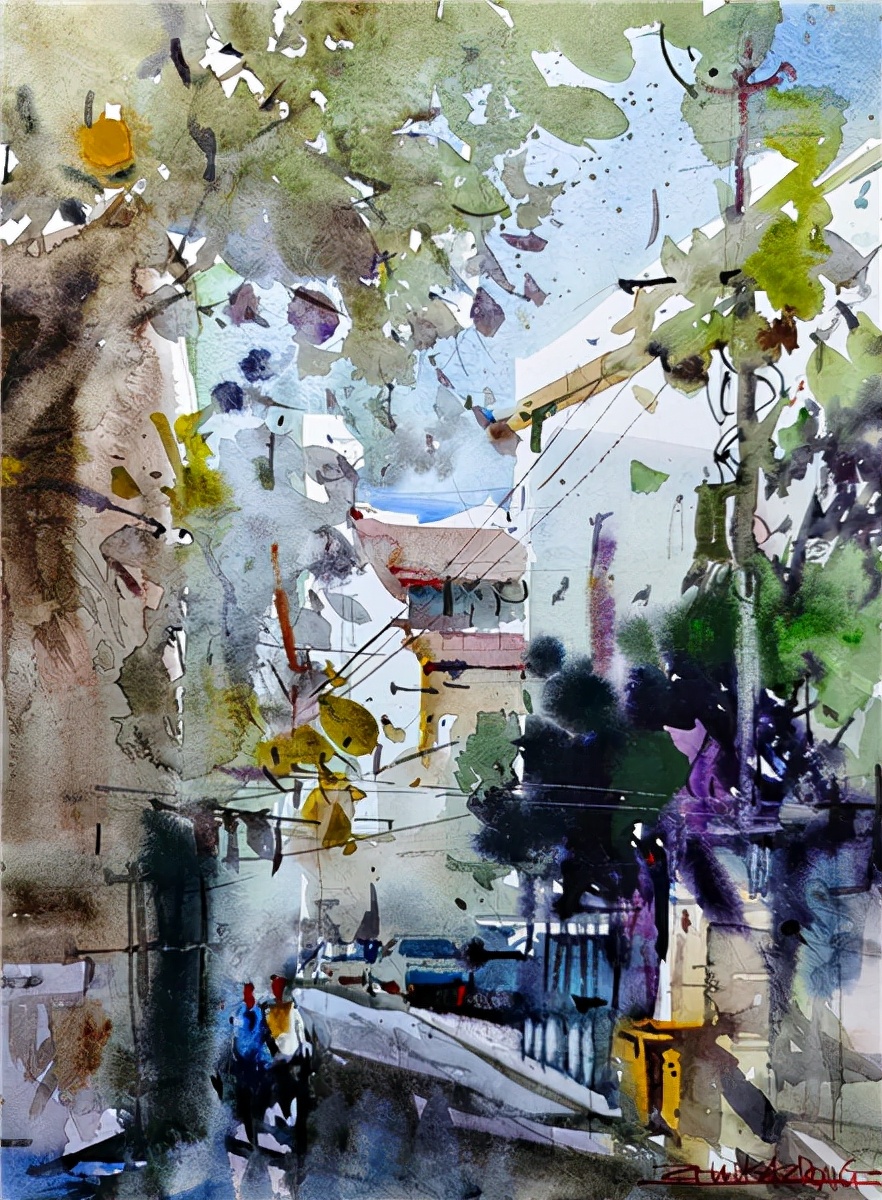 十一幅水彩绘出南昌路上的阳光,绘出梧桐树下的人影