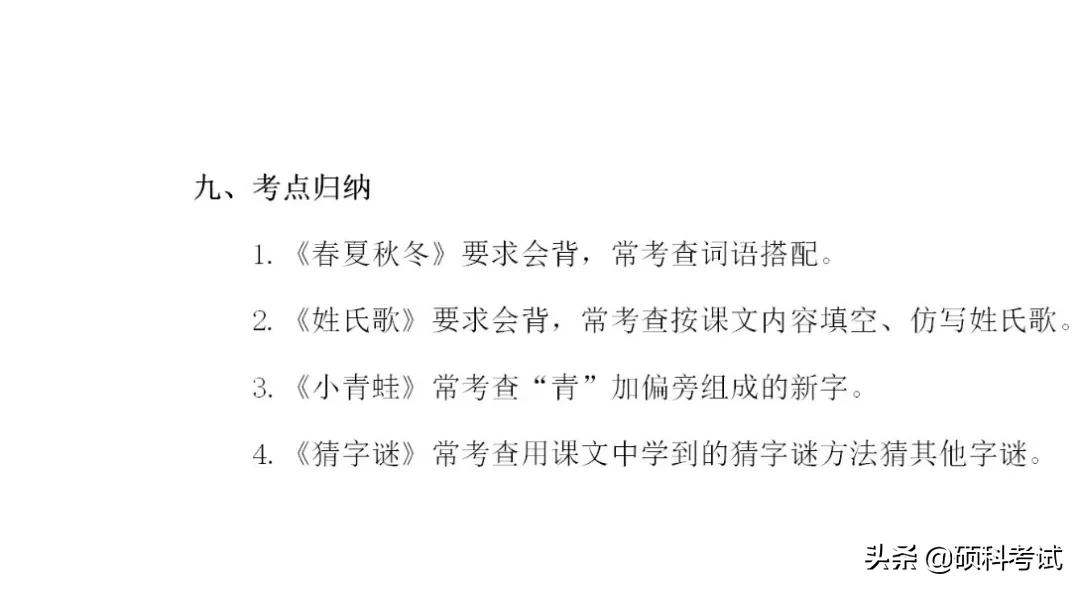 2022春！一年级语文第一单元生字扩词、复习重点、 知识要点归纳