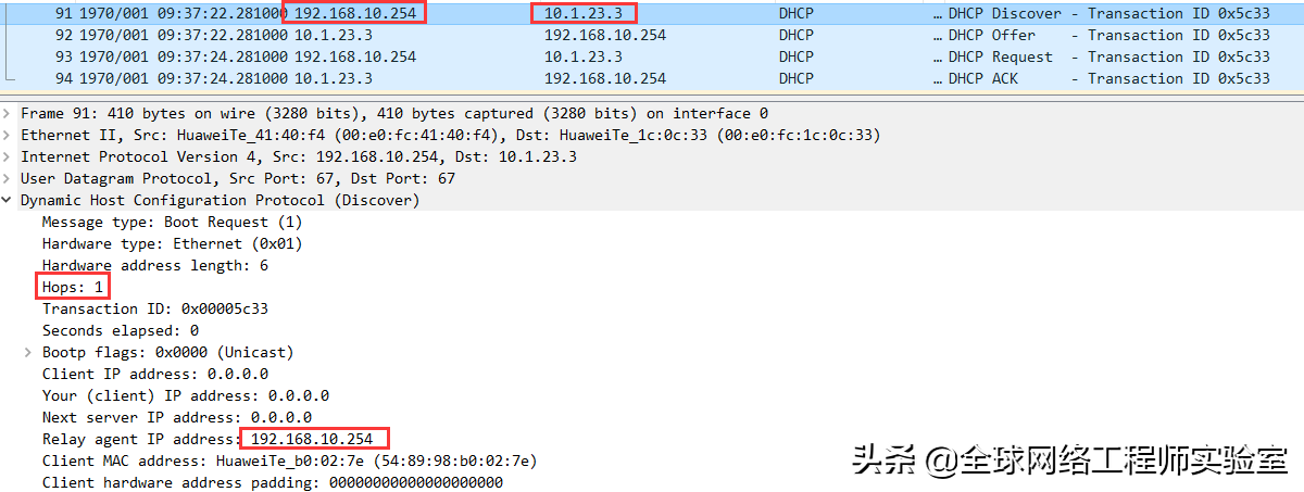 DHCP地址池及华为交换机DHCP中继代理配置
