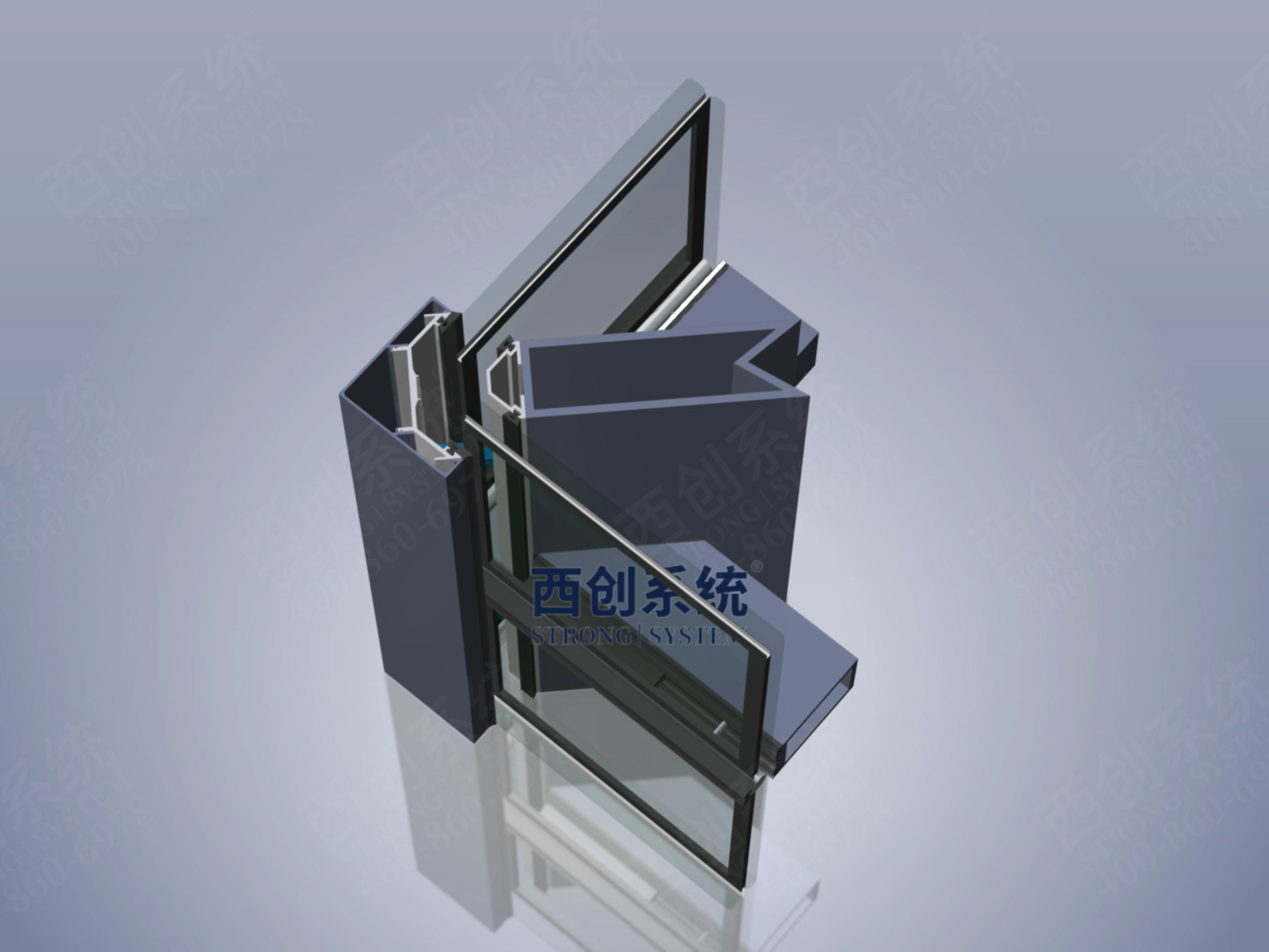 多截面精制钢型材幕墙系统90度阳角转接方法 - 西创系统(图13)