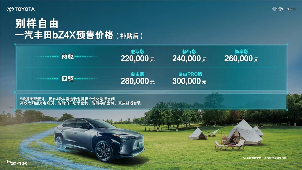 别样自由・一汽丰田bZ系列首款纯电SUV bZ4X开启预售 引领新风潮