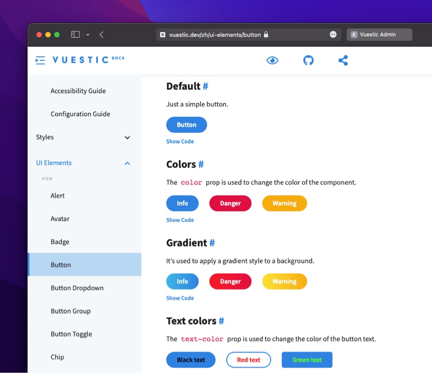 Vuestic UI - 免费开源的 Vue3 组件库，内置漂亮的 Admin 后台框架