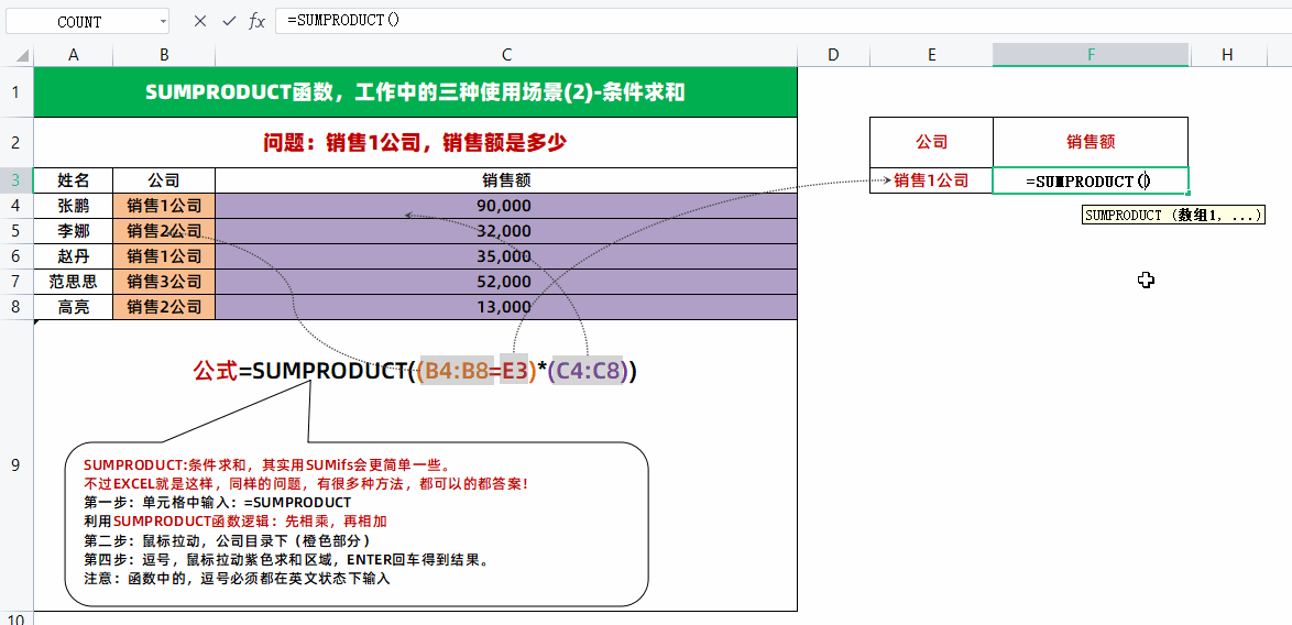 Q&A:我要疯了！动图解析，sumproduct条件求和方法