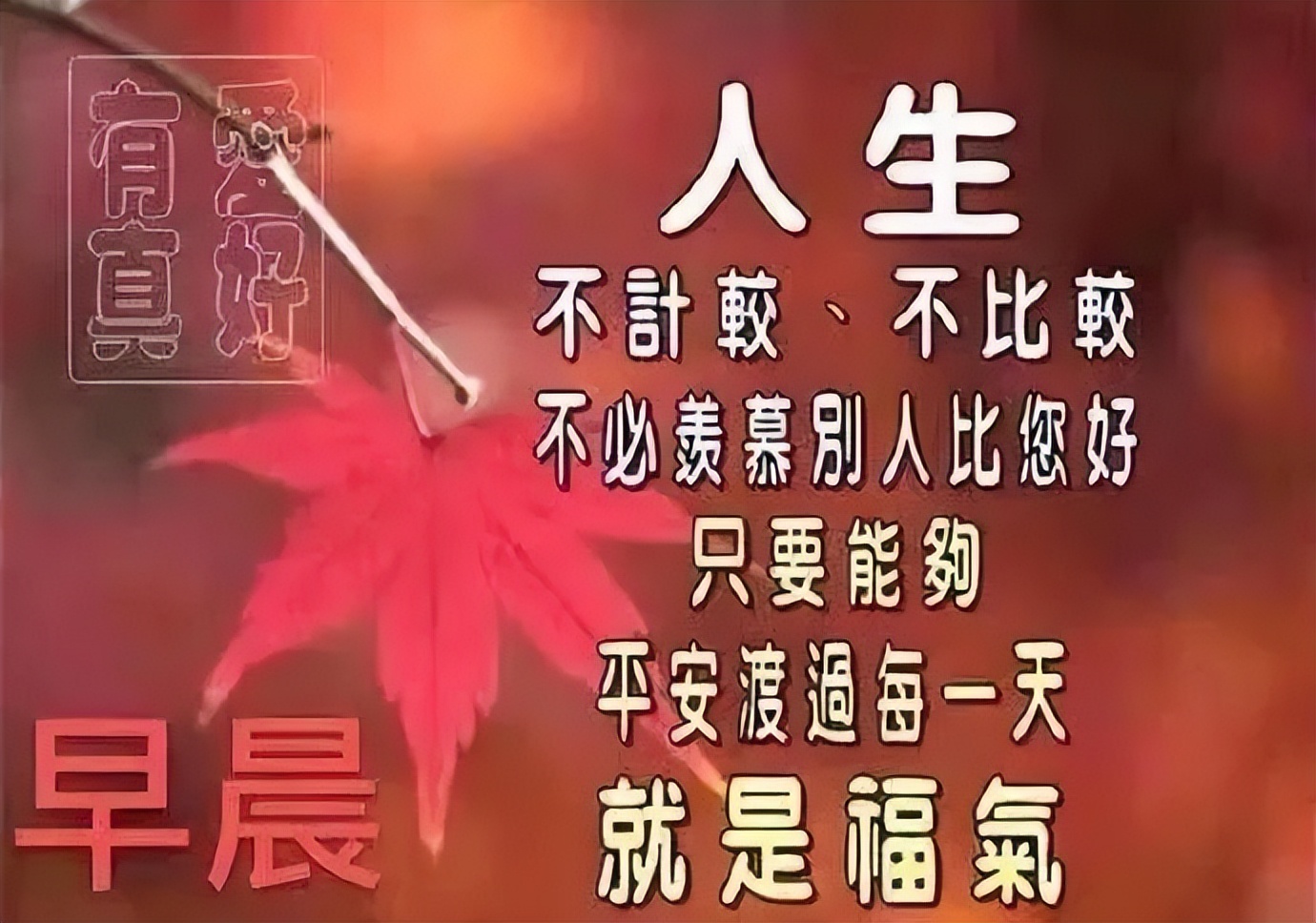 早上好祝福表情图片清晨早上好暖心祝福句子 心宽无忧、心静无虑图片