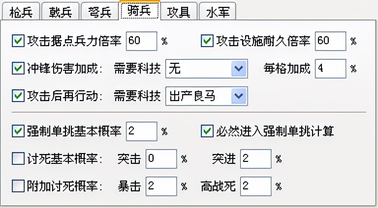 三国志11血色衣冠sire2.01d修改器使用详解五：各兵种特效参数