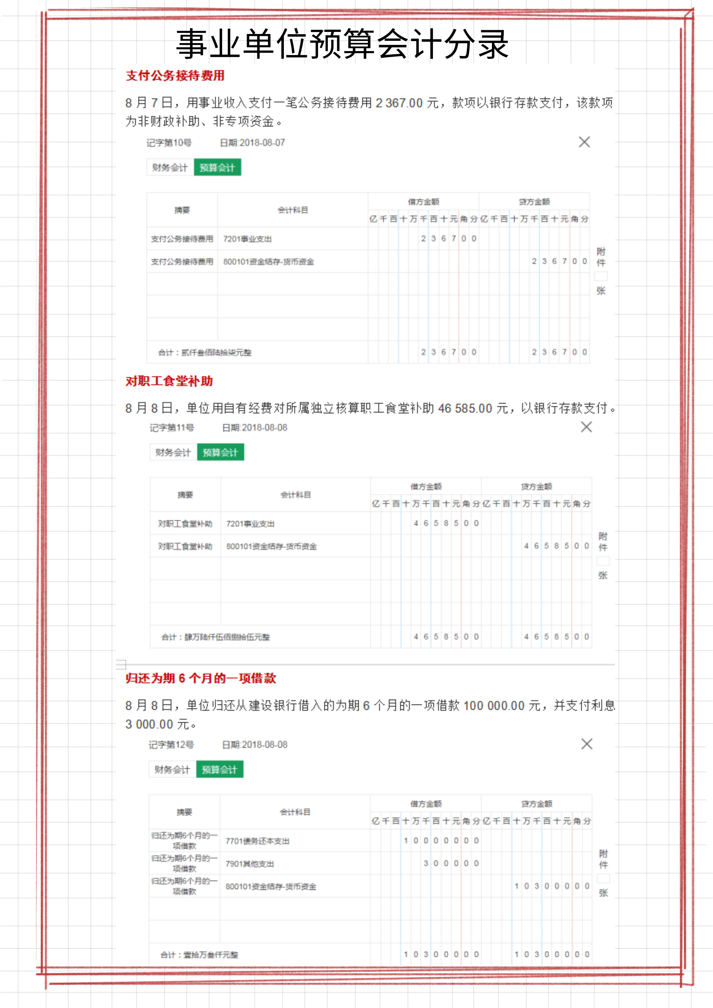 事业单位会计都在用：事业单位会计分录，附96笔账务处理的案例