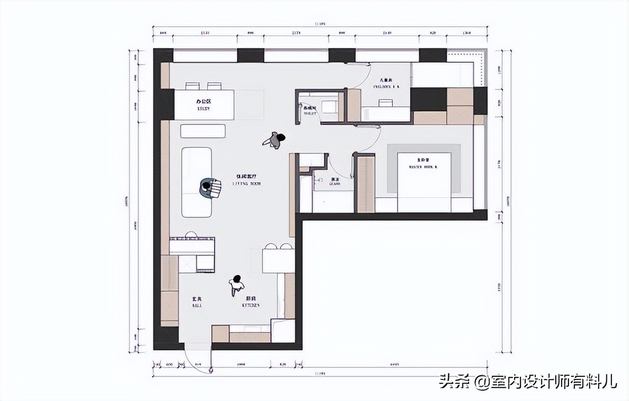 65㎡住一家4口，硬挤出2房2厅，卫生间学日式四分离，美观又实用