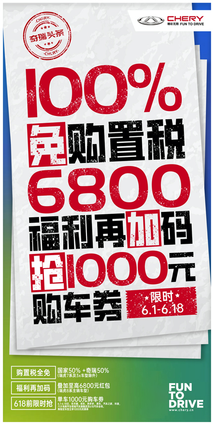 重大利好来袭!国家减征600亿元 奇瑞再加码购置税全免