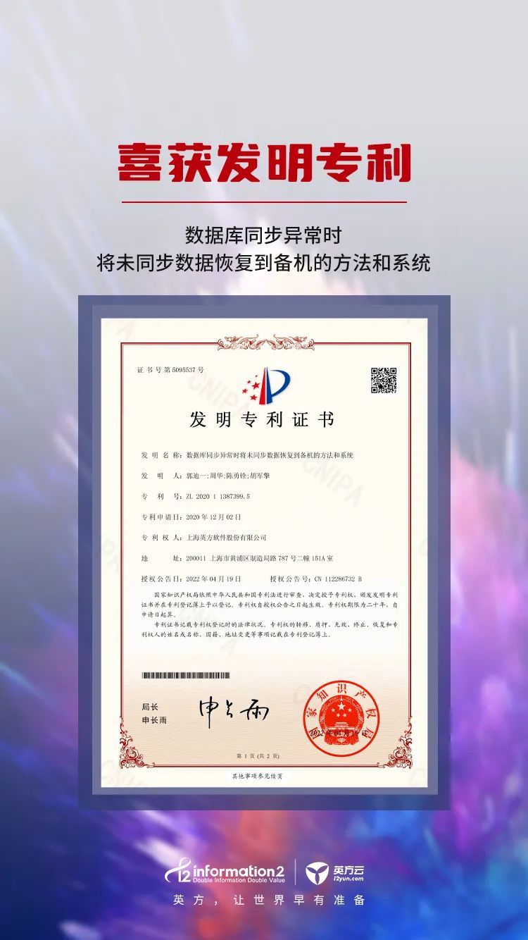 喜讯丨英方软件2022获得10项发明专利