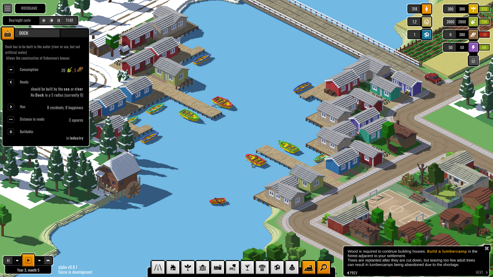 一款像素风的城市规划建设游戏