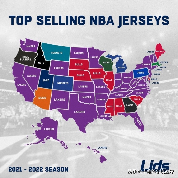 哪里有卖nba球衣(Lids公布NBA球衣各州销量：湖人詹姆斯领衔球队个人销量)