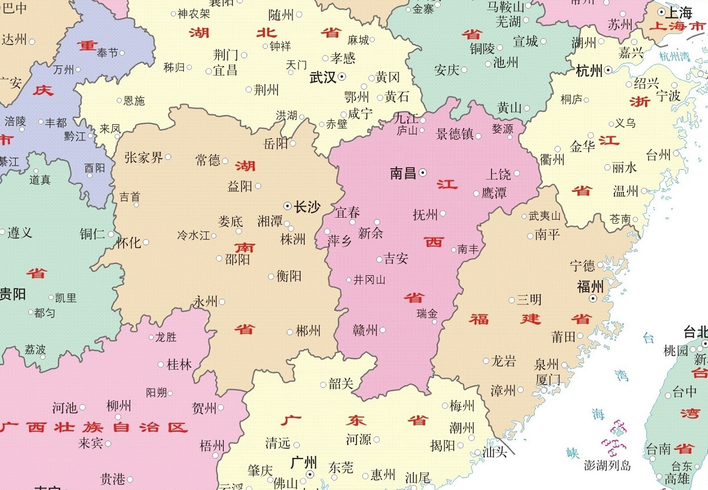 位于我国中部地区南部的湖南省和江西省谁的发展程度更高我国中部地区