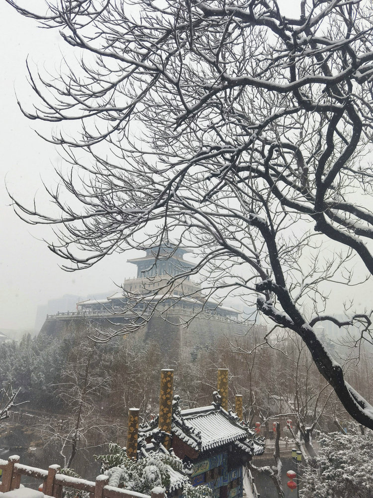 雪送祥瑞兆丰年：济南市民冒雪赏景