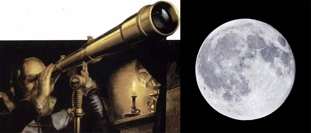 伽利略通过这个自己研发出来的望远镜望向了太空,实现了人类第一次