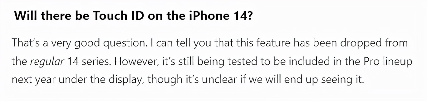 苹果又出奇招，iPhone 14指纹解锁又回来，好意外啊