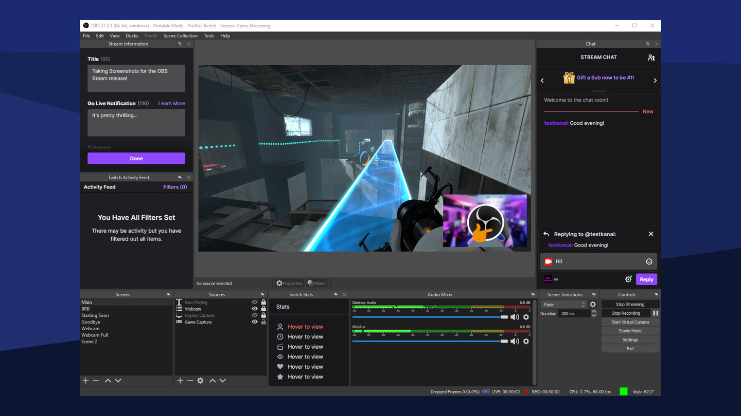 免費開源的視頻直播/錄制 OBS Studio 上架 Steam