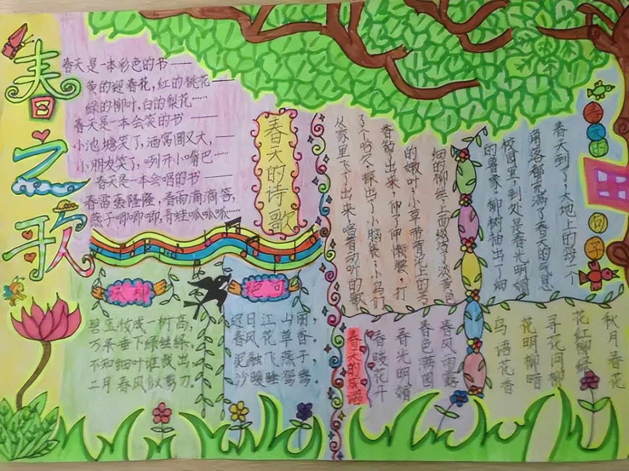 描写春天踏青、出游的好句/好段+手抄报，孩子一定用得上