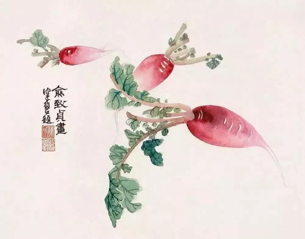 国画大师笔下的红萝卜，个个真水灵