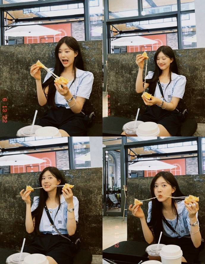 赵露思晒面包房live图随拍 开心吃面包享受假期