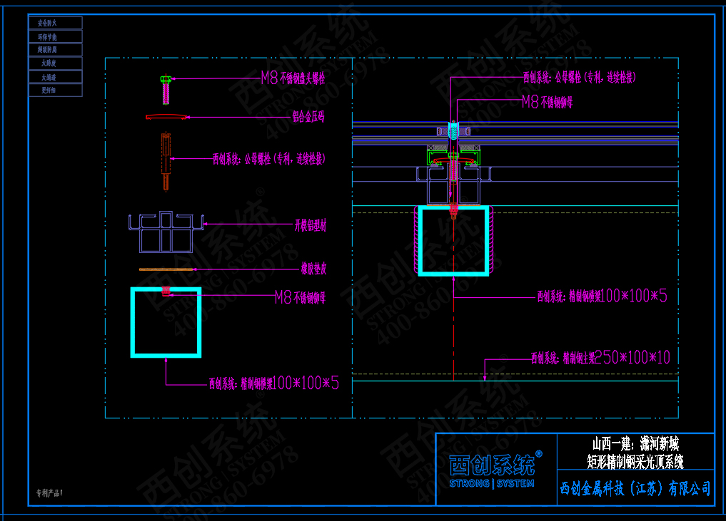 山西·太原潇河新城：精制钢采光顶系统（多截面方案）图纸深化案例参考 - 西创系统(图3)