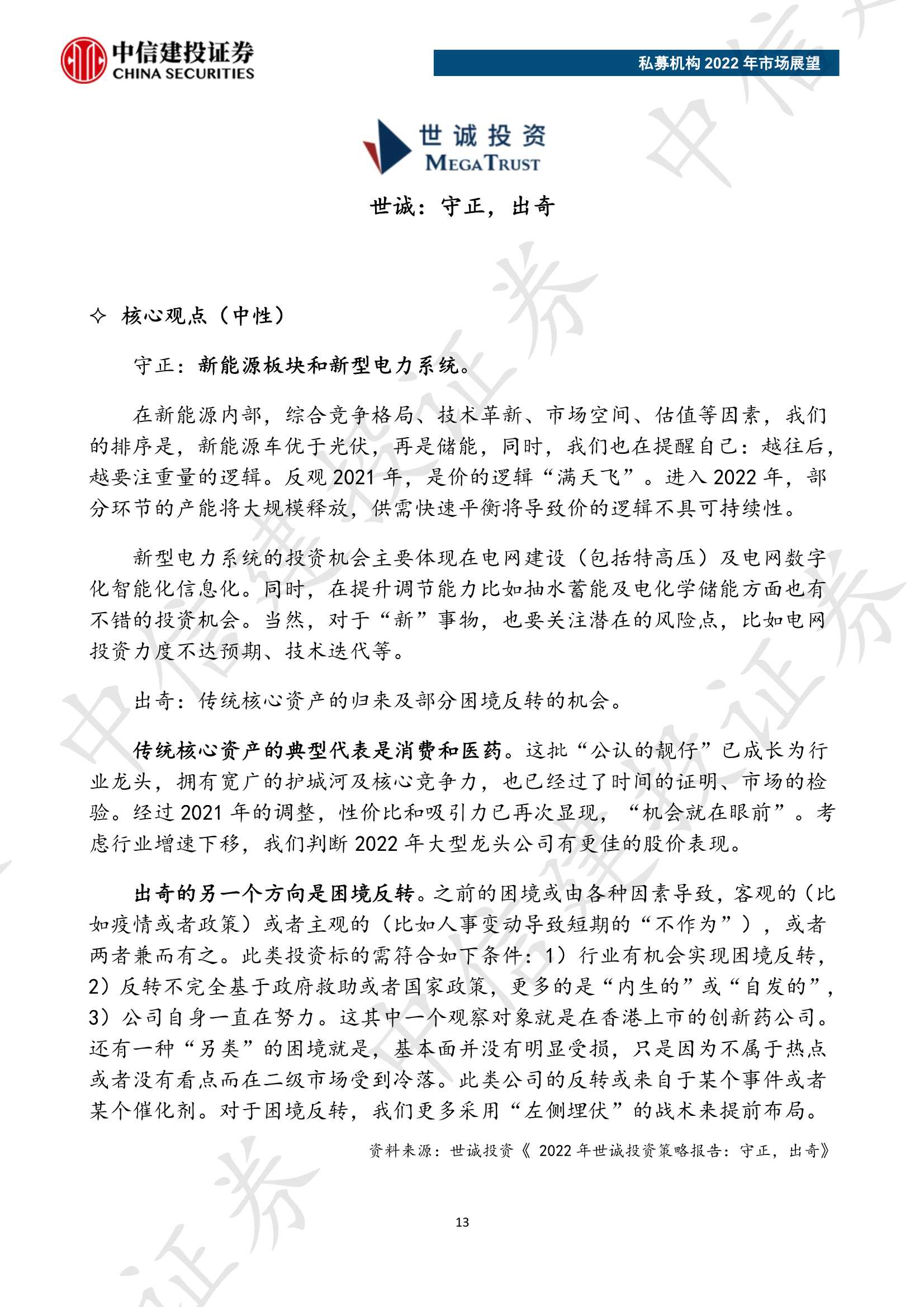 私募机构2022年市场展望（中信建投）