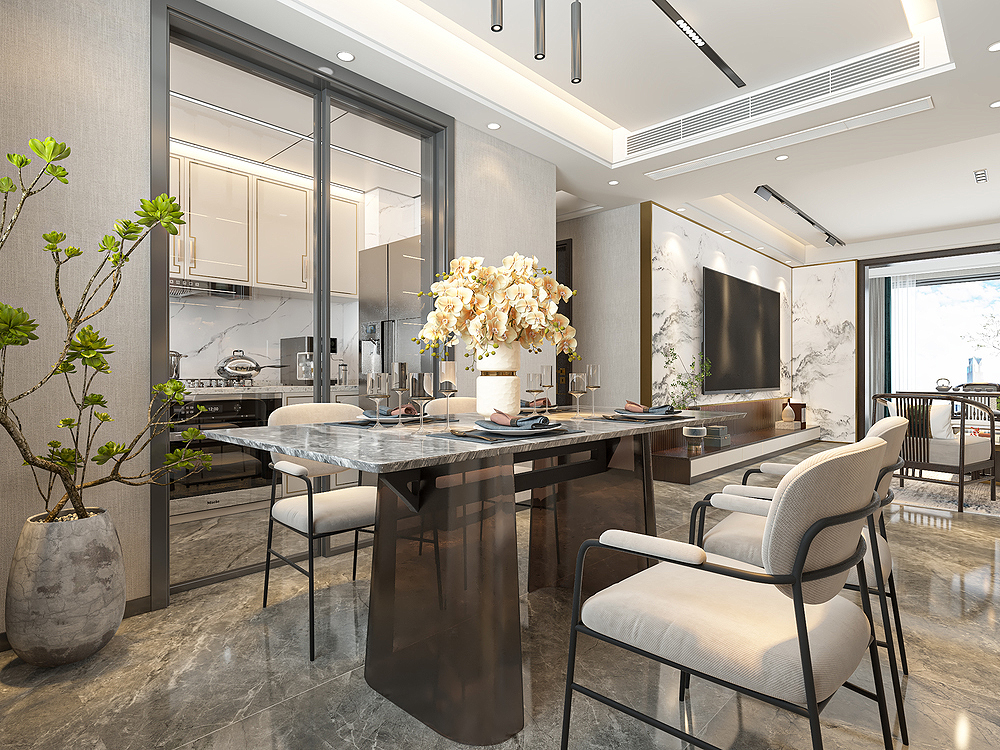 140㎡坚持装新中式，搭配轻奢调，古典与现代结合，高雅又大气