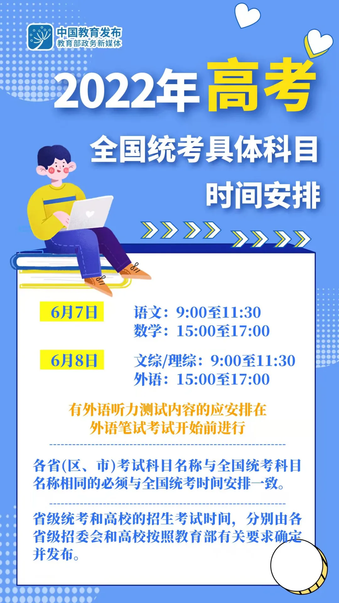 今年高考全国统考6月7日、8日举行!教育部部署2022年普通高校招生工作