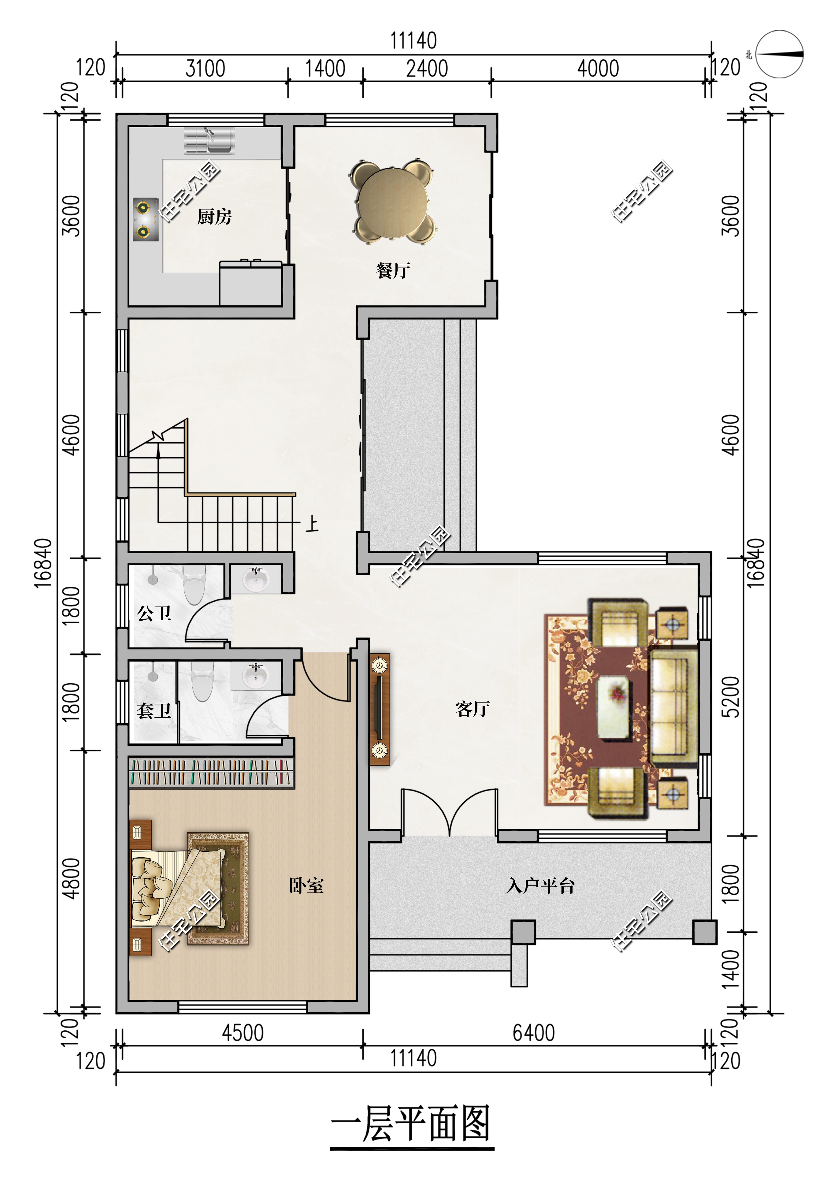 老家房子设计图(坐西朝东，11×16米新中式别墅，38平大套卧带来高品质生活)