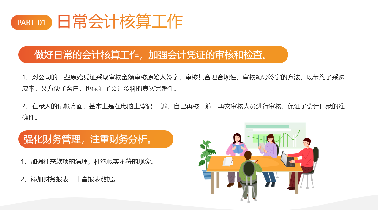 财务部年终总结报告PPT模板，全内容素材课件，演示培训直接应用