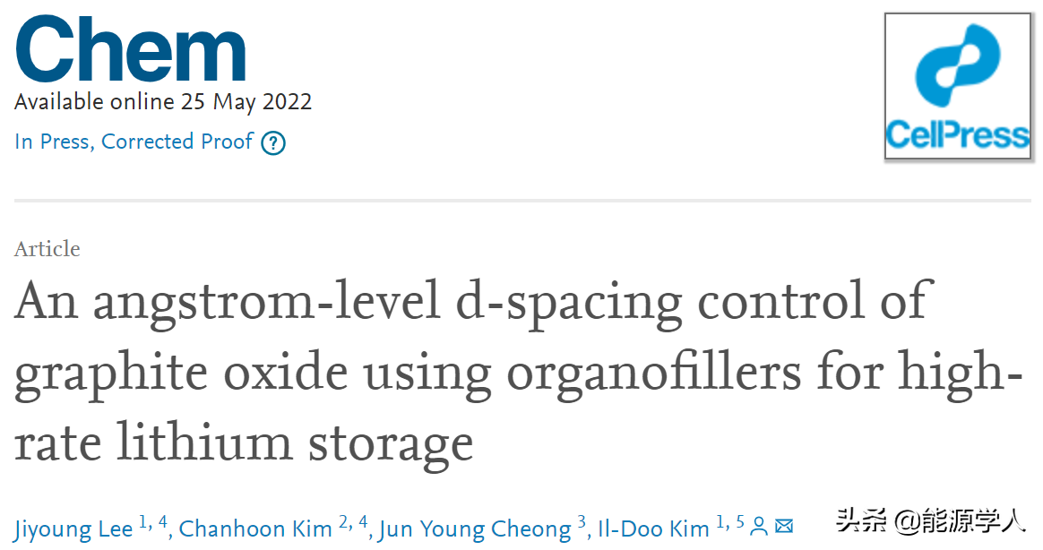 ​Chem：埃米级精准调控氧化石墨层间距，实现锂电池5min快充