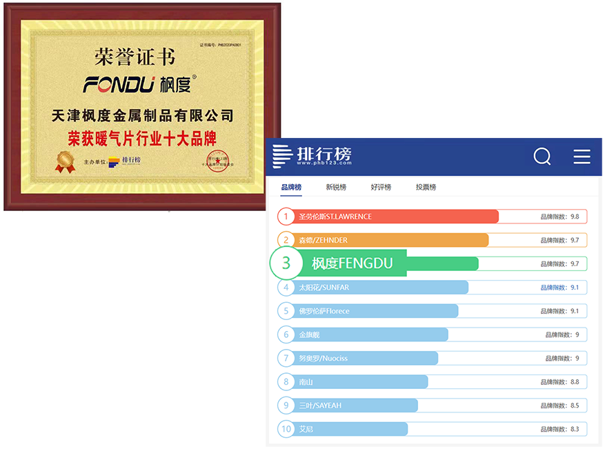 喜讯 | 枫度品牌上榜中国暖气十大品牌