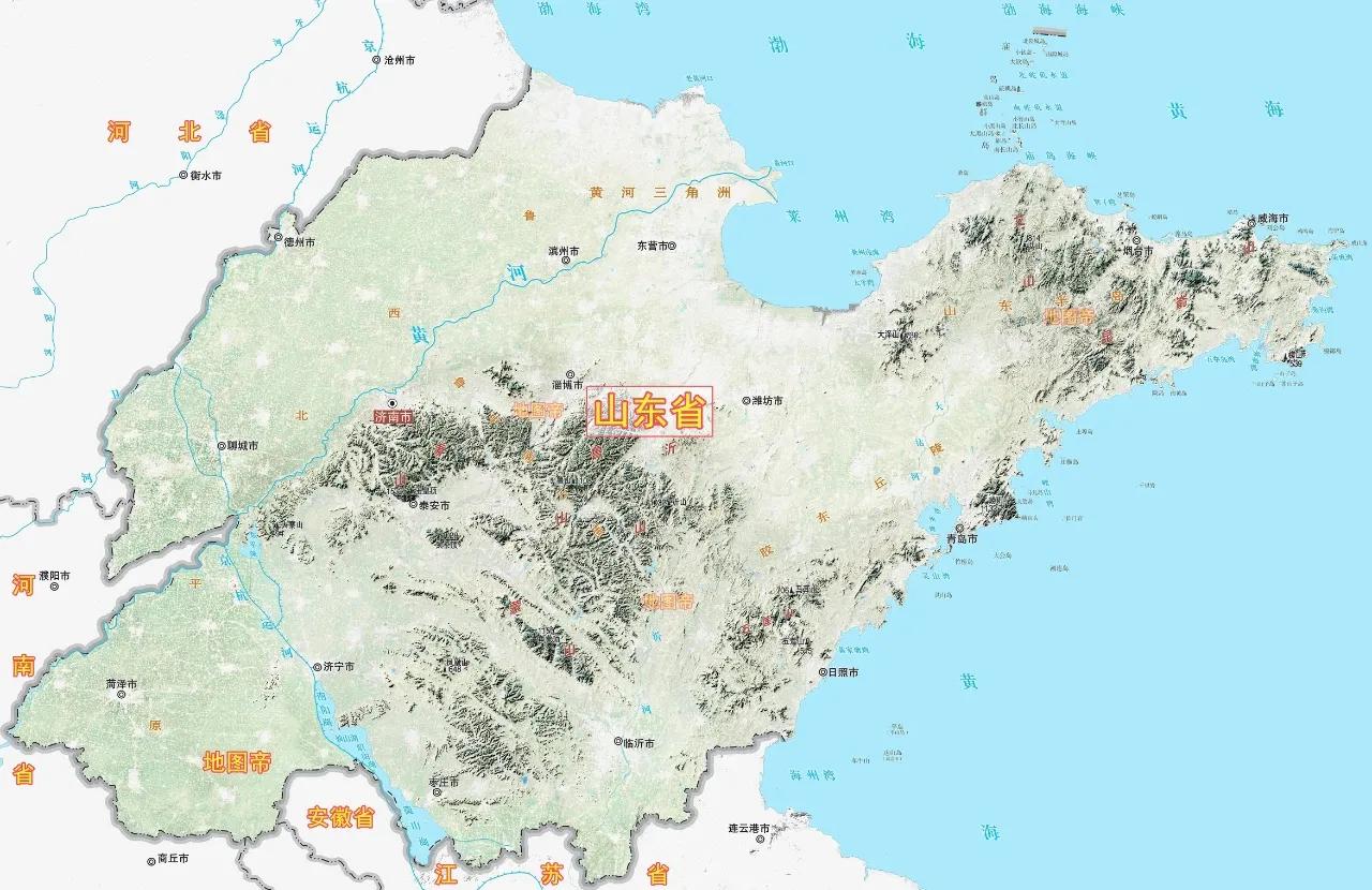 山东省地图(2022年高清地形图)