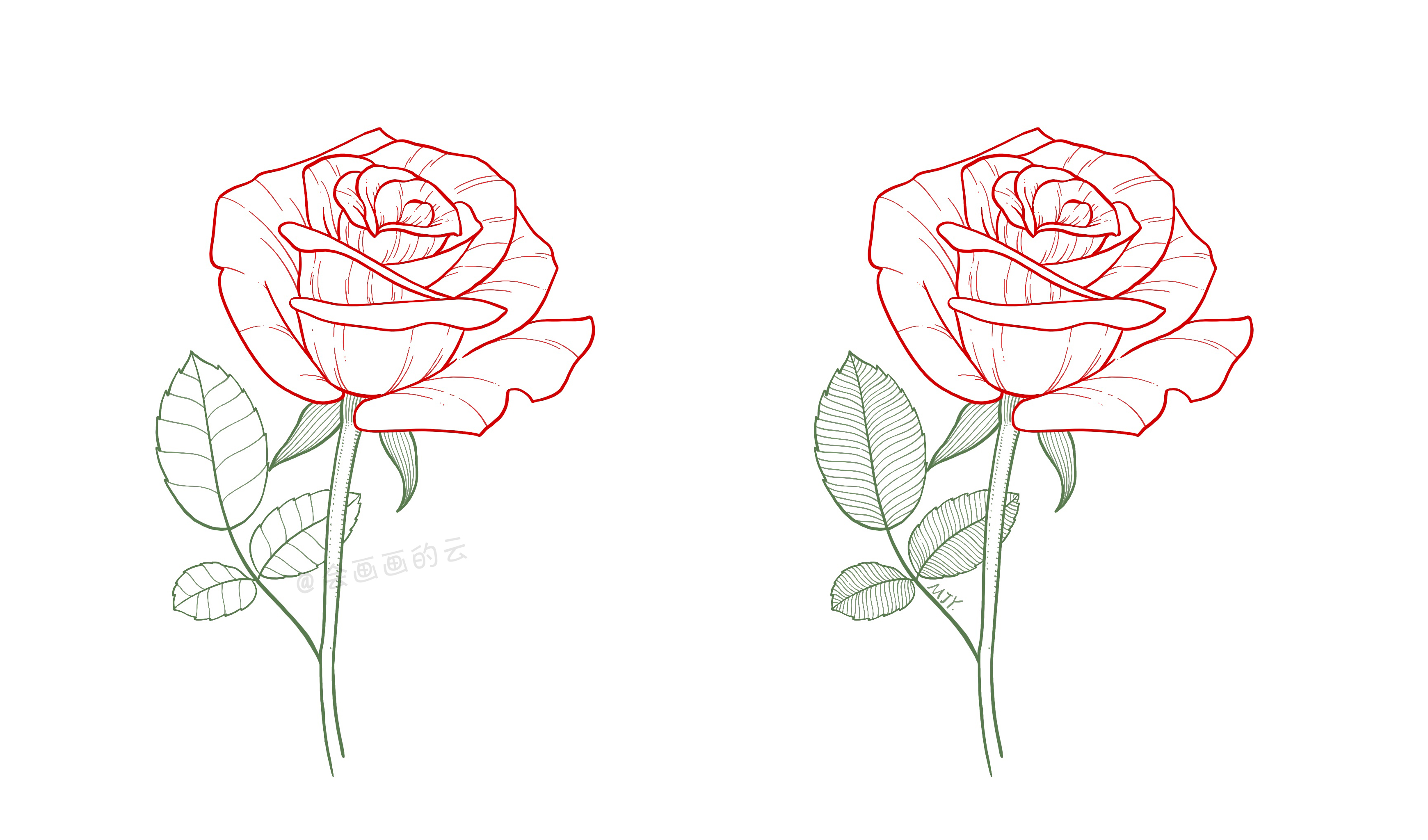 玫瑰花怎么写教你如何用简笔画的方式画2朵玫瑰花