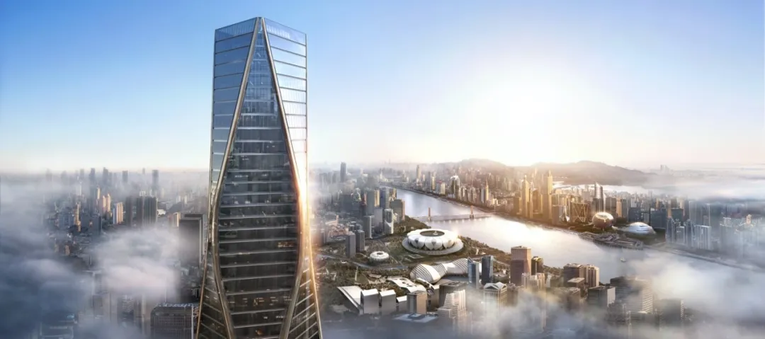 杭州望朝中心核心筒封顶,建筑犹如“火焰与水纹波”