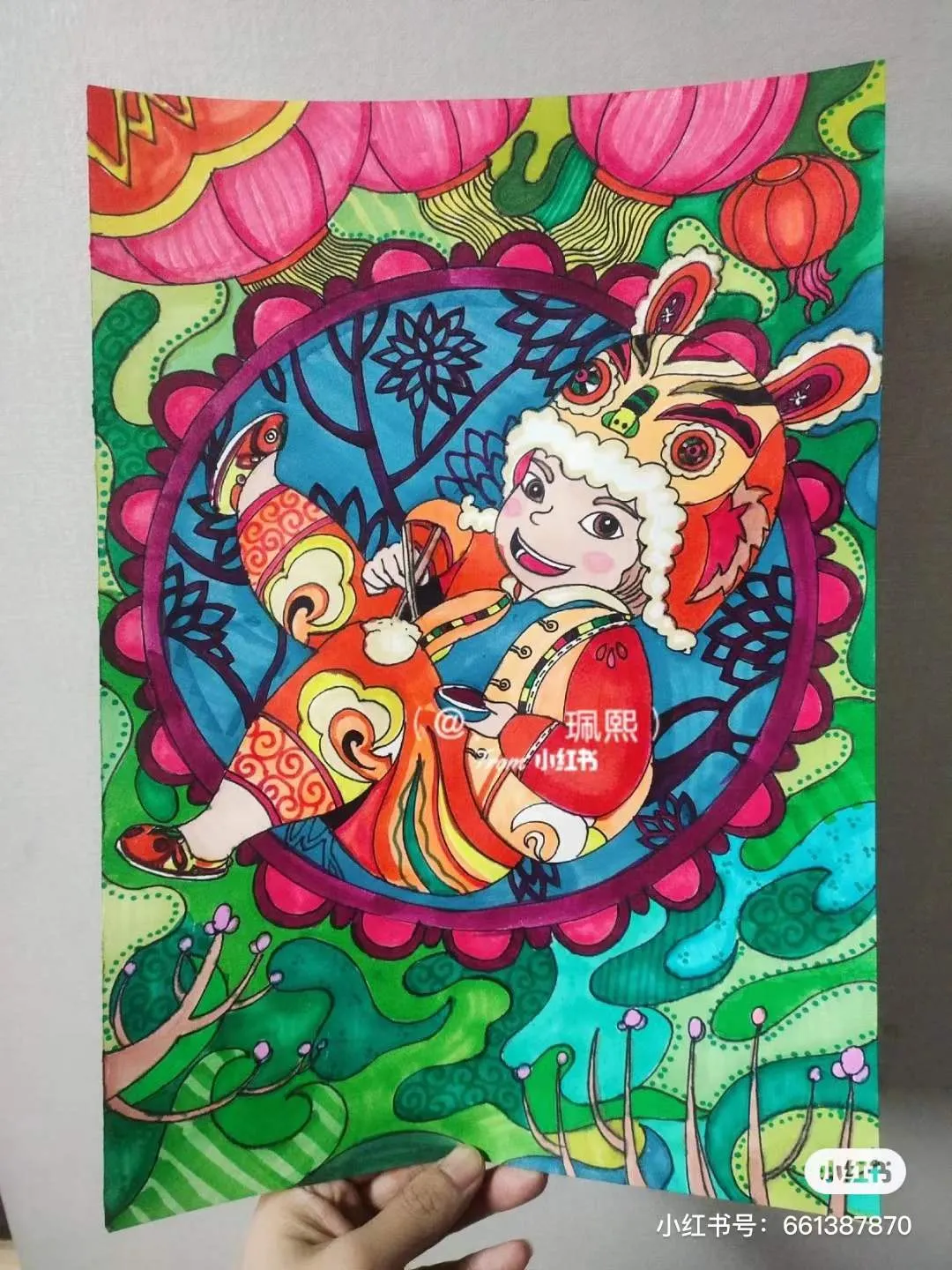 60张童趣十足的“元旦”主题画作，构图美，配色更美，每张都超赞