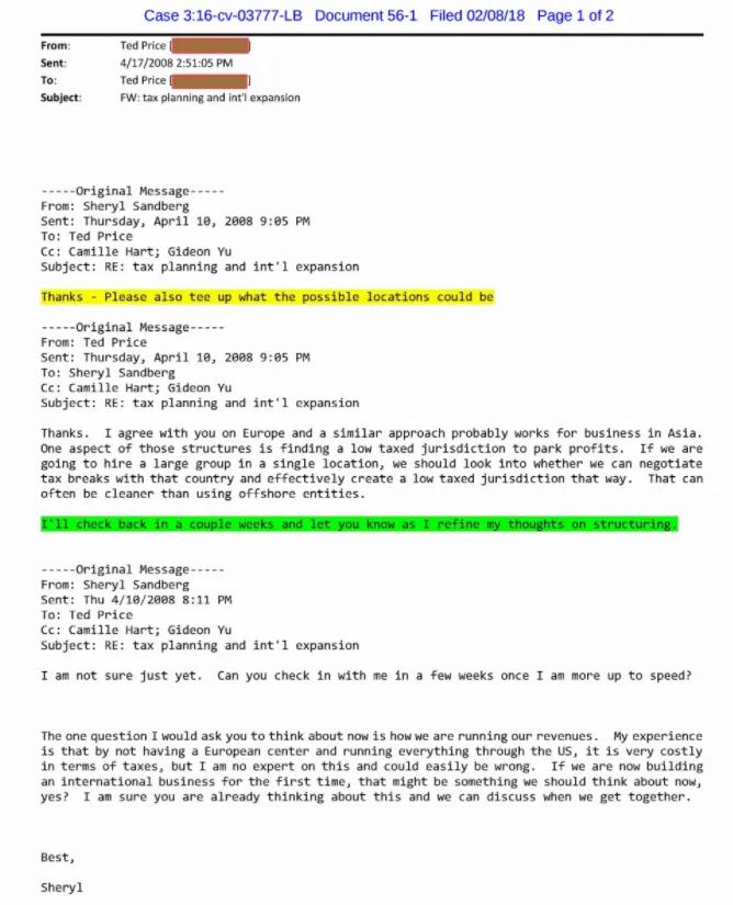 Facebook二把手桑德伯格的避税故事