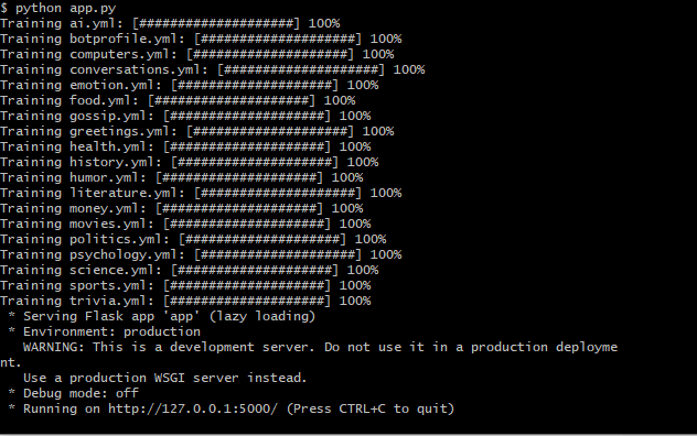 一个基于聊天机器人chatterbot的flask例子