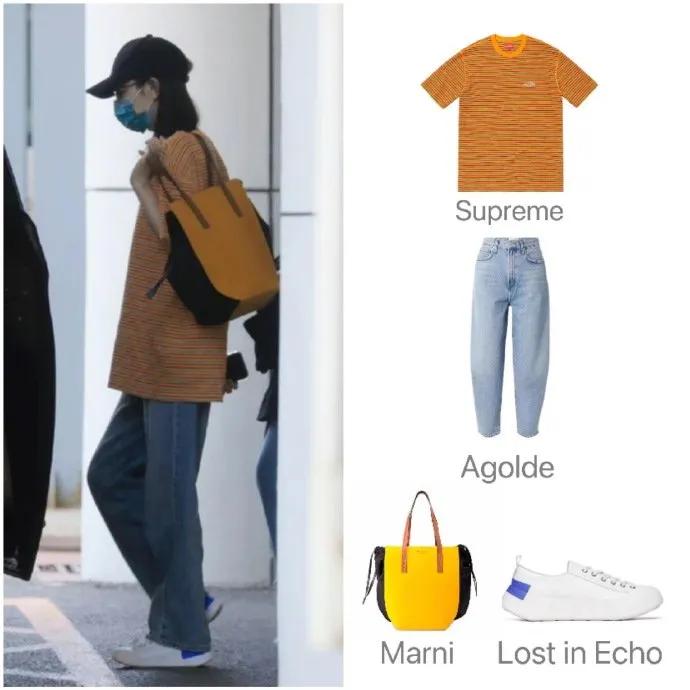 迪丽热巴近日机场私服，简单舒服就很好看。 ​​​