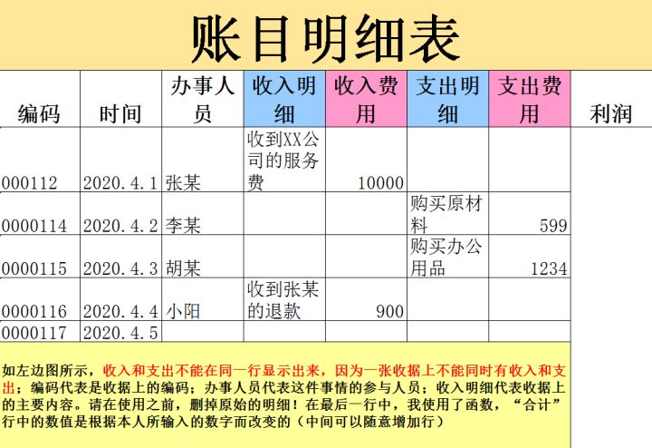 会计做账表格图片图片