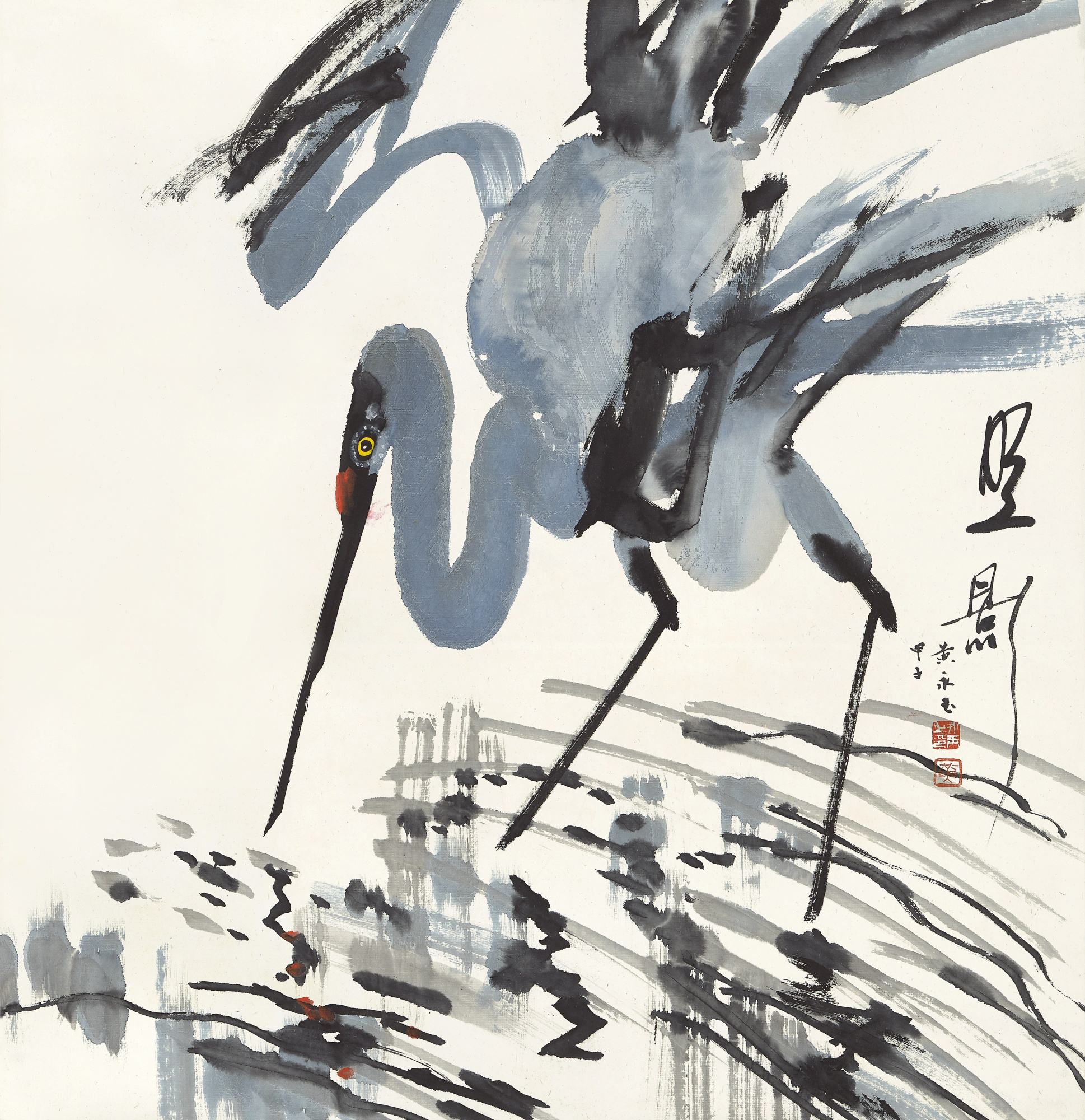 (黄永玉《照影》)黄永玉这幅画,画题为"照影",这两个字相对醒目.