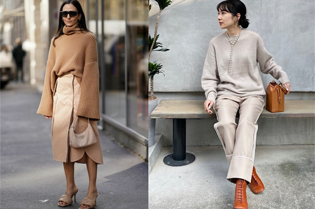 tips:1 米色 黑色优雅的米色与别致的黑色搭配,看起来很端庄也很知性