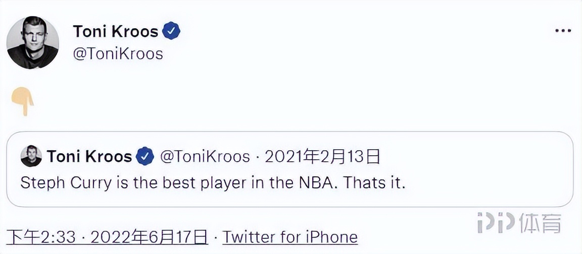 nba球星为什么这么强(四夺总冠军 FMVP！克罗斯社媒动态：库里是NBA最佳球员)