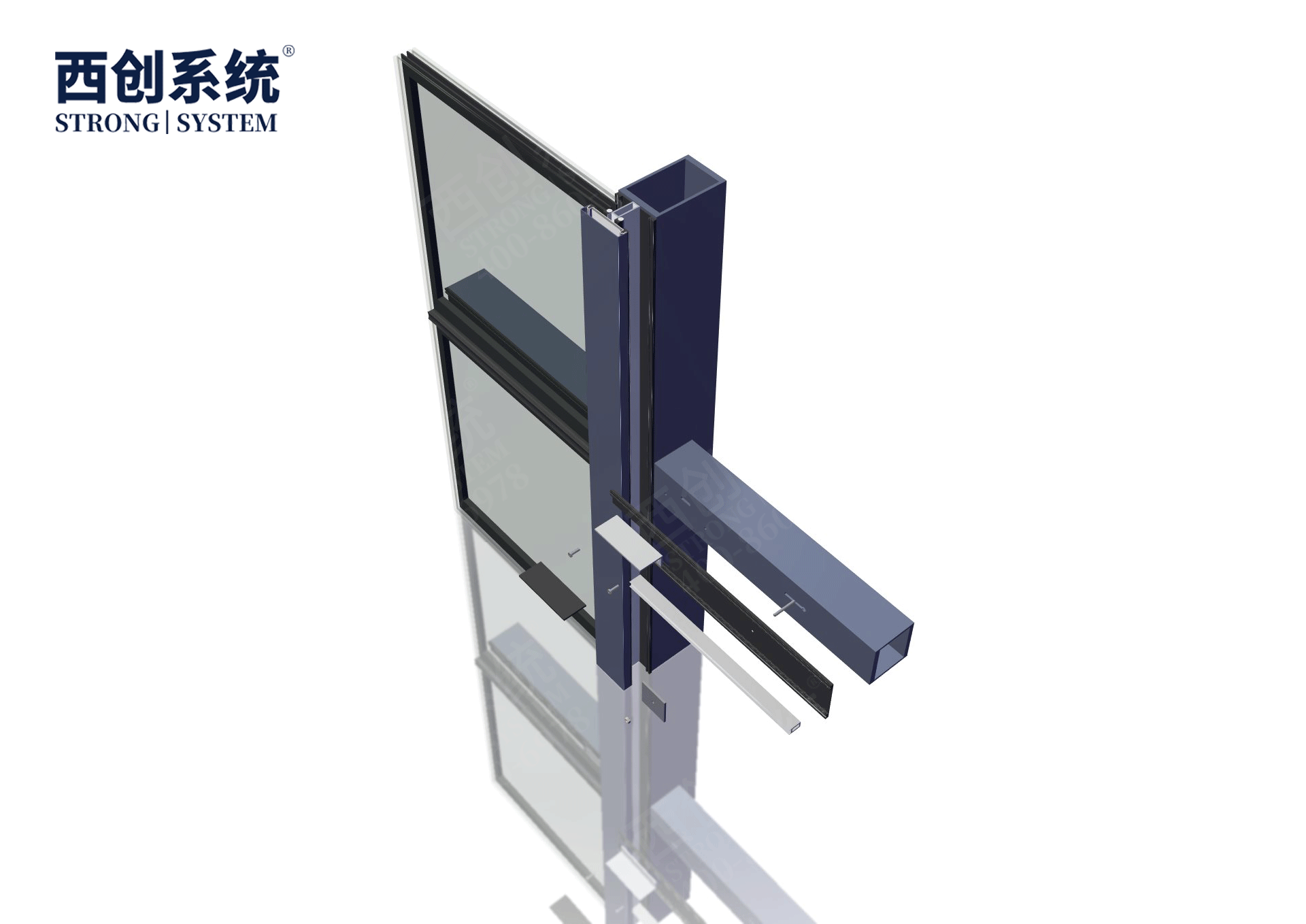 专利产品 | 上海嘉定项目铣卡槽精制钢玻璃幕墙系统 - 西创系统(图13)