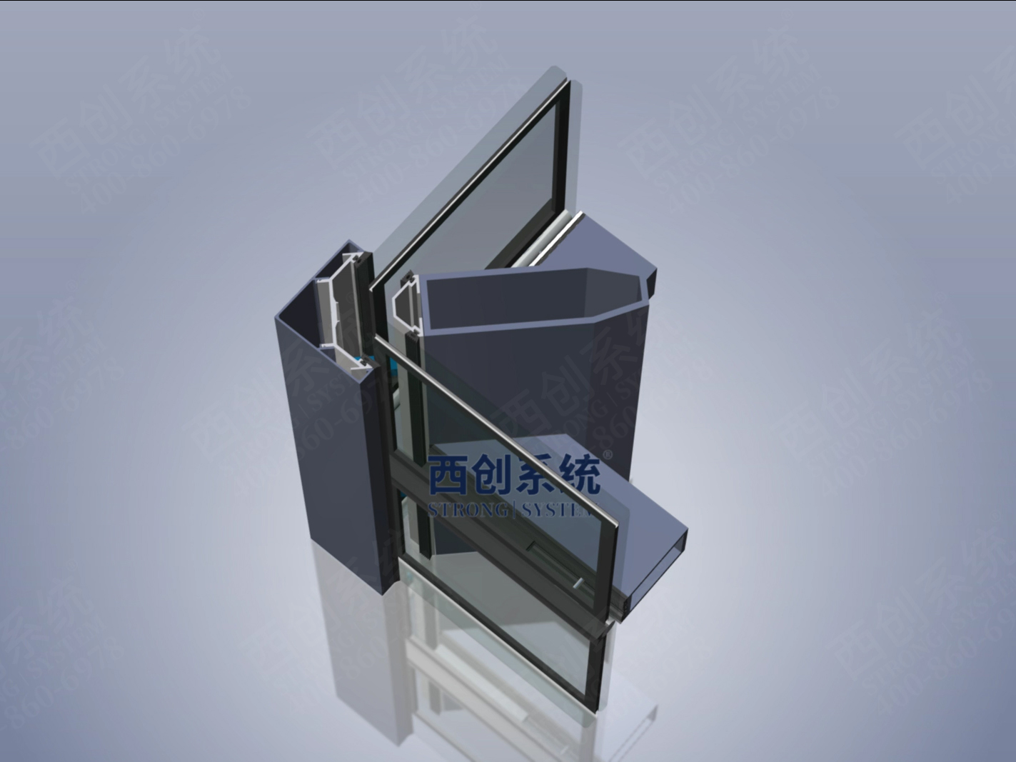 多截面精制钢型材幕墙系统90度阳角转接方法 - 西创系统(图15)