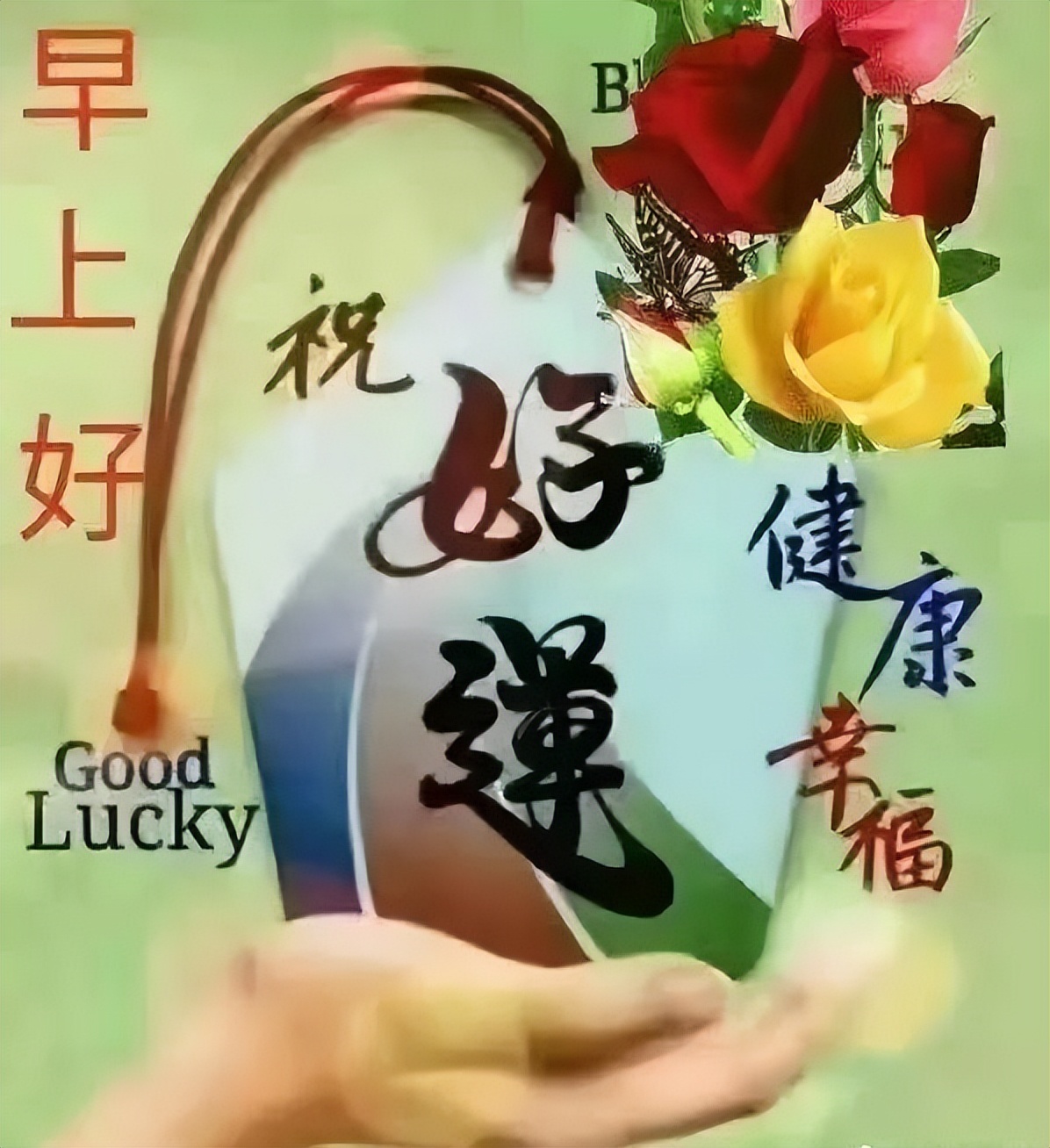 温馨早上好祝福语，愿你身体健康，天天好运气，平安吉祥，好运相随图片