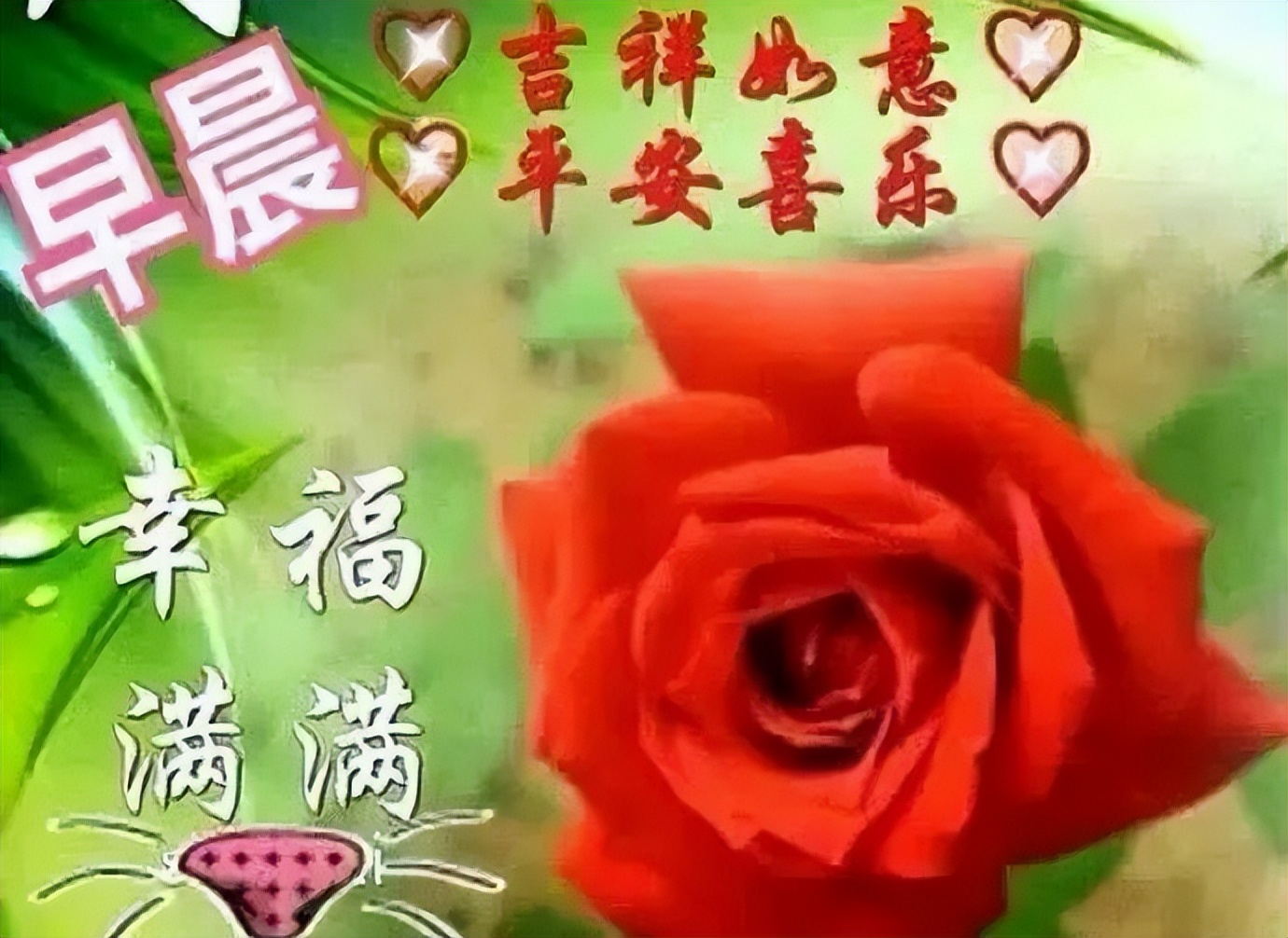 朋友圈早上好，祝福问候，一切安好，人生五福送给你图片