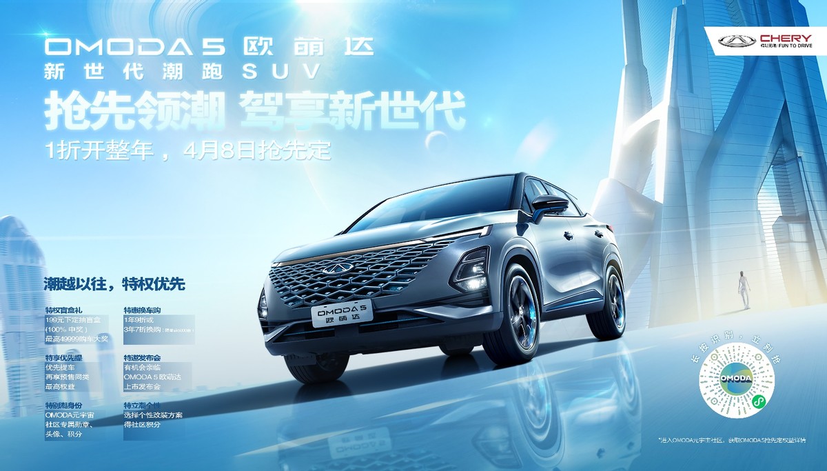 定了!!!奇瑞OMODA 5中文名“欧萌达”,199元开启抢先定
