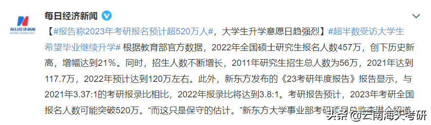 23考研预计人数520万？这些“卷王”专业要注意