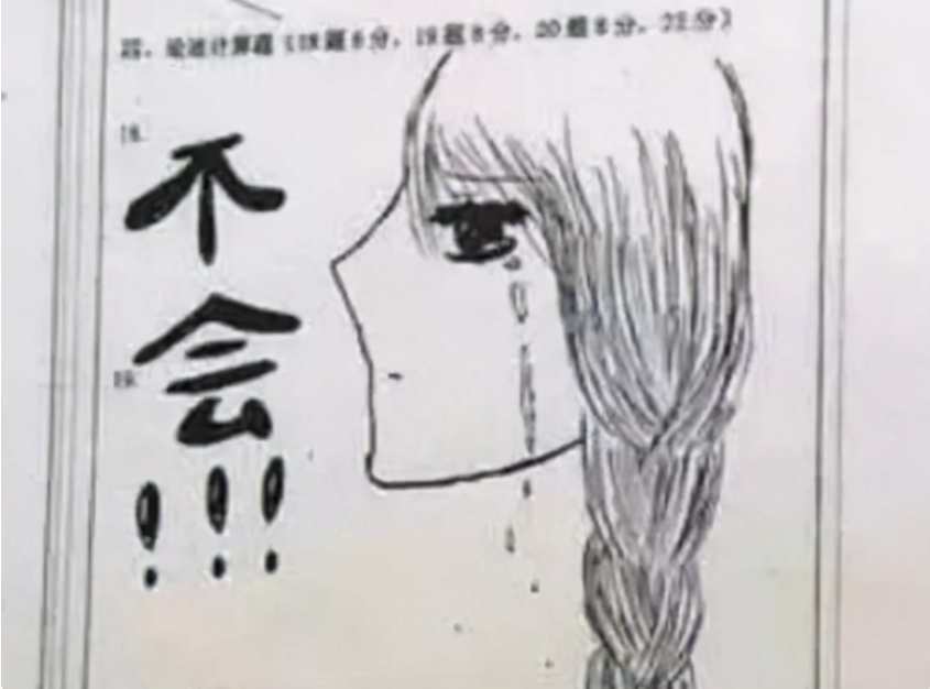 “解不出答案用画画凑”，初中生0分试卷走红，班主任看了想打人