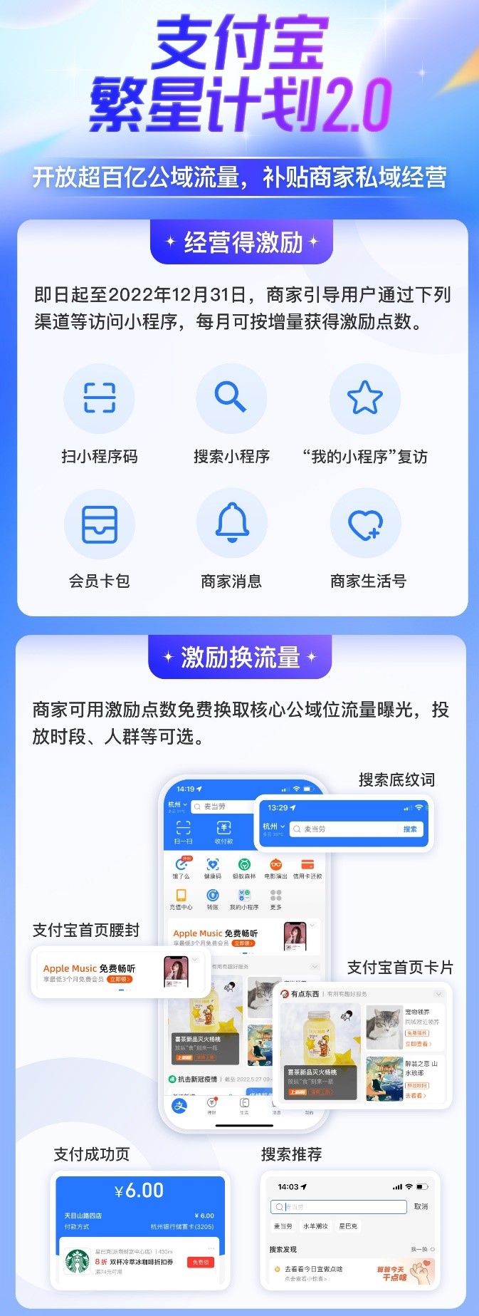 支付宝向小微商家推出“三零”服务，有小程序商家还能免费推广